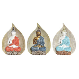 Decoratieve figuren DKD Home Decor Blauw Rood Oranje Gouden Boeddha Orientaals 15,5 x 5 x 20,7 cm...