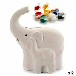 Spaarpot Olifant Keramisch Wit (8,3 x 14 x 12 cm) (12 Stuks)