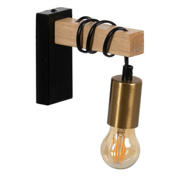 Wandlamp Zwart Beige Hout Ijzer A 220-240 V 15 x 5 x 12 cm