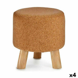 Poef Bruin Kurk Hout MDF 28 x 28 x 28 cm (4 Stuks)