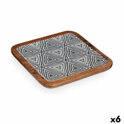 Middenstuk Etnisch 25 x 25 cm Wit Bruin Zwart Hars Mangohout (6 Stuks)