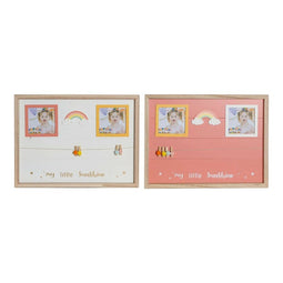 Fotolijst met Knijpers DKD Home Decor 42 x 2 x 32 cm Kinderen Hout MDF Regenboog (2 Stuks)