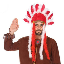 Indiase Hoofdtooi 58297 Rood Amerikaans-Indiaans