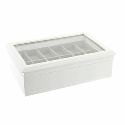 Doos-Juwelenkistje DKD Home Decor 102182 Horloges 28 x 19 x 9 cm Kristal Wit Hout MDF