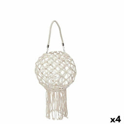 Kaarshouder Macramé Wit Katoen 26 x 66 x 26 cm (4 Stuks)