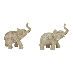 Decoratieve figuren DKD Home Decor 22,7 x 11 x 20,8 cm Olifant Beige Gouden Koloniaal (2 Stuks)