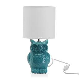 Bureaulamp Uil Blauw Keramisch (16 x 16 x 32,5 cm)