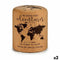 Poef Wereldkaart Bruin Kurk Hout MDF 34 x 39 x 34 cm (2 Stuks)