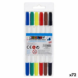 Set Viltstiften Dubbelzijdig Multicolour (72 Stuks)
