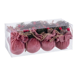 Kerstballen Multicolour Roze Corduroy Foam 6 x 6 x 6 cm (8 Stuks)