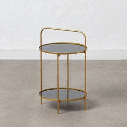 Bijzettafel 31 x 31 x 48 cm Kristal Gouden Metaal