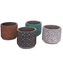 Plantenbakkenset Fiore Cement 14 x 14 x 12 cm (4 Stuks)