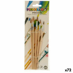 Penselen Nº 1 - Nº 4 - Nº 5 Bruin Zilverkleurig Hout Metaal (72 Stuks)