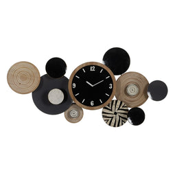 Wanddecoratie Zwart Natuurlijk Ijzer Horloge 128,3 x 7 x 64,1 cm