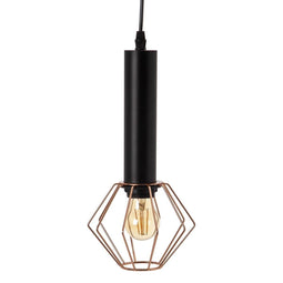 Plafondlamp Zwart Metaal Koper 15 x 15 x 30 cm
