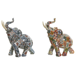 Decoratieve figuren Home ESPRIT Multicolour Olifant Mediterrane 16 x 7 x 17 cm (2 Stuks)