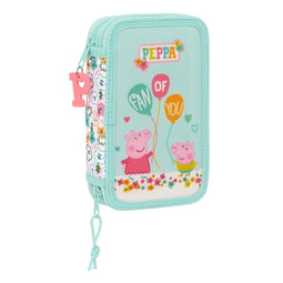 Dubbele etui Peppa Pig Cosy corner Blauw (28 Onderdelen)