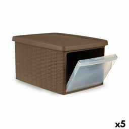 Opbergbak met Deksel Stefanplast Elegance Lateral Beige Plastic 29 x 21 x 39 cm (5 Stuks)
