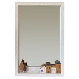 Wandspiegel DKD Home Decor Hout Wit Huizen (36 x 4 x 60 cm)