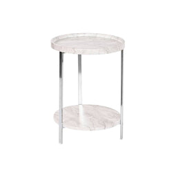 Bijzettafel DKD Home Decor Wit Zilverkleurig Metaal Hout MDF 40 x 40 x 53 cm