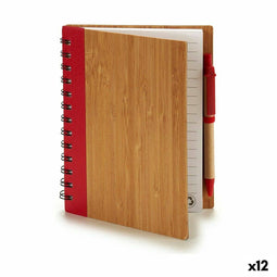 Spiraalnotitieblok met Pen Bamboe 1 x 18 x 14 cm (12 Stuks)