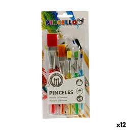 Penselen Multicolour Set Haar Blik Plastic (12 Stuks)