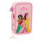 Dubbele etui Princesses Disney Summer adventures Roze 12.5 x 19.5 x 4 cm (28 Onderdelen)