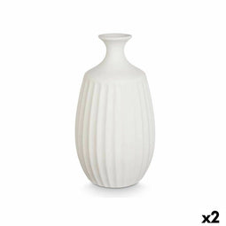 Vaas Wit Keramisch 21 x 39 x 21 cm (2 Stuks)