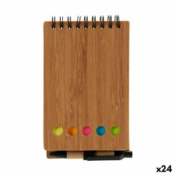 Spiraalnotitieblok met Pen Bamboe 1 x 14,5 x 9 cm Bruin (24 Stuks)