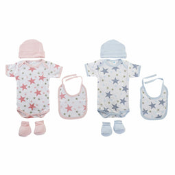 Kledingset DKD Home Decor Blauw Roze 0-6 Maanden Katoen Sterren (2 Stuks)