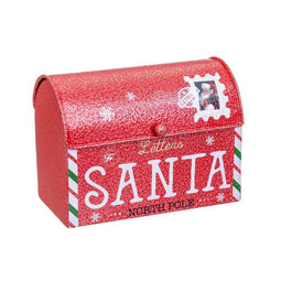 Kerstversiering Rood Metaal Brievenbus 15 x 8,5 x 10,5 cm
