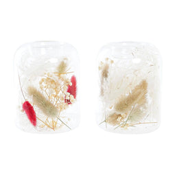 Kaarshouder DKD Home Decor Gedroogde bloem 8 x 8 x 11 cm Kristal Beige Kastanjebruin (2 Stuks)
