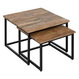 Set van 2 tafels Zwart Natuurlijk 60 x 60 x 42 cm (2 Stuks)