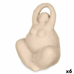 Decoratieve figuren Beige Keramisch 14 x 18 x 11 cm (6 Stuks) Vrouw Yoga