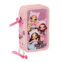 Driedubbele Pennenzak Na!Na!Na! Surprise Fabulous Roze 12.5 x 19.5 x 5.5 cm (36 Onderdelen)