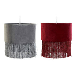 Lampenkap DKD Home Decor 8424001773930 Sixties Grijs Metaal Fluweel Bordeaux Franjes 30 x 30 x 29...