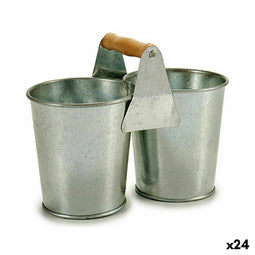 Grondlegger Dubbel Bruin Zilverkleurig Hout Zink 20 x 15 x 10,2 cm (24 Stuks)