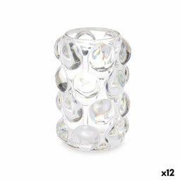 Kaarshouder Microbolletjes Transparant Kristal 8,4 x 12,5 x 8,4 cm (12 Stuks)