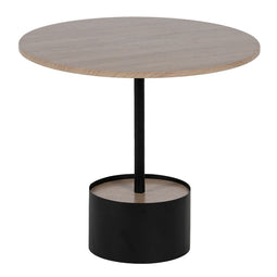 Hoofdtafel Zwart Natuurlijk Ijzer Hout MDF 50 x 50 x 45 cm