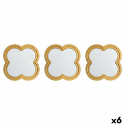 Set spiegels Bloem Gouden Polypropyleen 78 x 26 x 2,5 cm (6 Stuks)