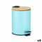 Afvalemmer Blauw Metaal Bamboe 3 L (4 Stuks)