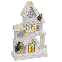 Kerstversiering Wit Hout Huis 24 x 11 x 39 cm