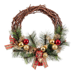 Kerstkroon Rotan Multicolour Natuurlijk PVC 25 x 25 x 10 cm