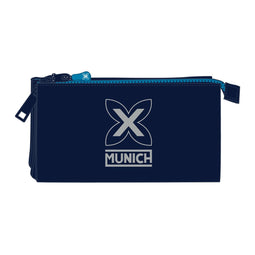 Pennenetui met 3 vakken Munich Nautic Marineblauw 22 x 12 x 3 cm
