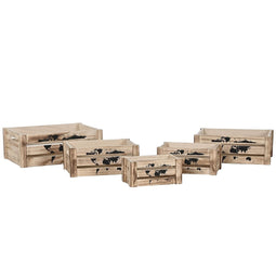 Set decoratieve dozen Home ESPRIT Bruin Zwart Paulownia hout Wereldkaart 39 x 28 x 14,5 cm (5 Ond...