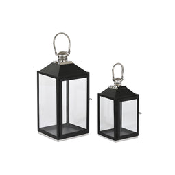 Lykta Home ESPRIT Zwart Zilverkleurig Kristal Staal 18 x 18 x 41 cm (2 Onderdelen)