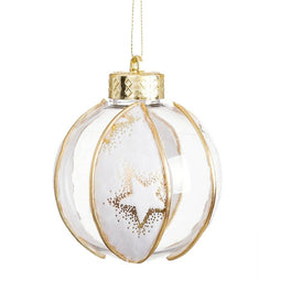 Kerstballen Wit Transparant Gouden Plastic Weefsel Sterren 8 x 8 x 8 cm (4 Stuks)