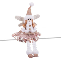 Kerstversiering Multicolour Metaal Polyfoam Weefsel Engel 16 x 7 x 36 cm