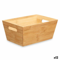 Veelzijdige mand Natuurlijk Bamboe 15 x 29 x 8,5 cm (12 Stuks) Met handvatten