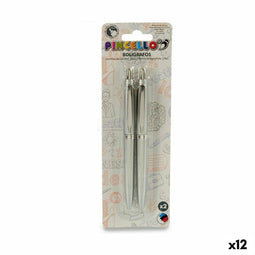Set Balpennen 0,5 mm Zilverkleurig Plastic (12 Stuks)
